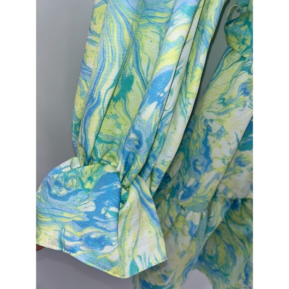 Women's ASOS LUXE Curve Marble V neck Belted Twill Smock Dress Size 22 - Picture 6 of 12